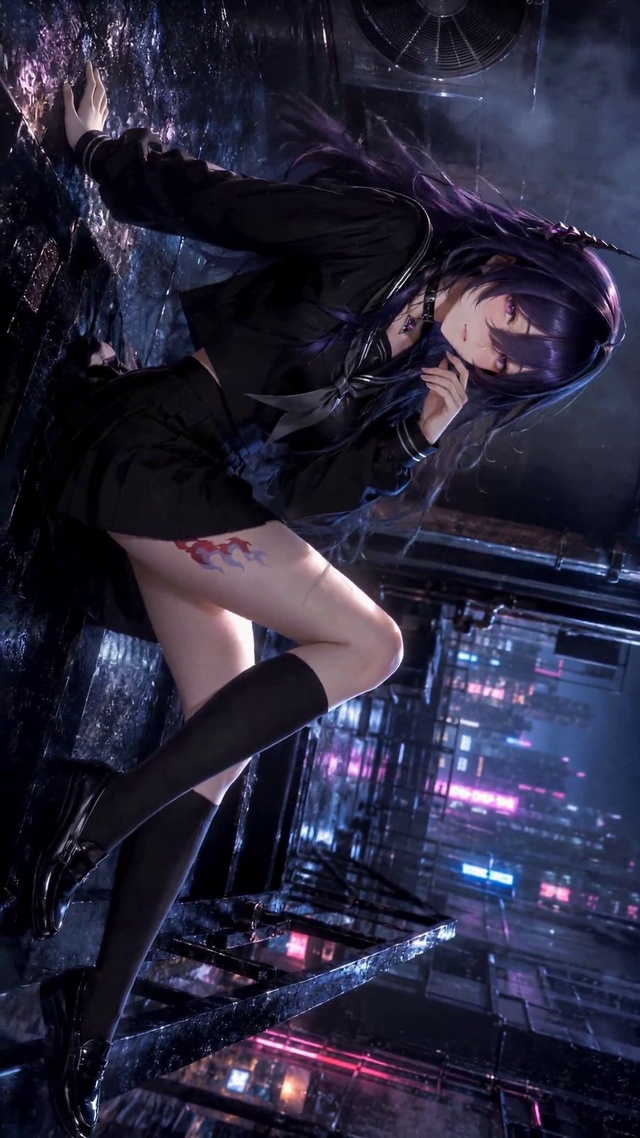 雨夜紫发少女