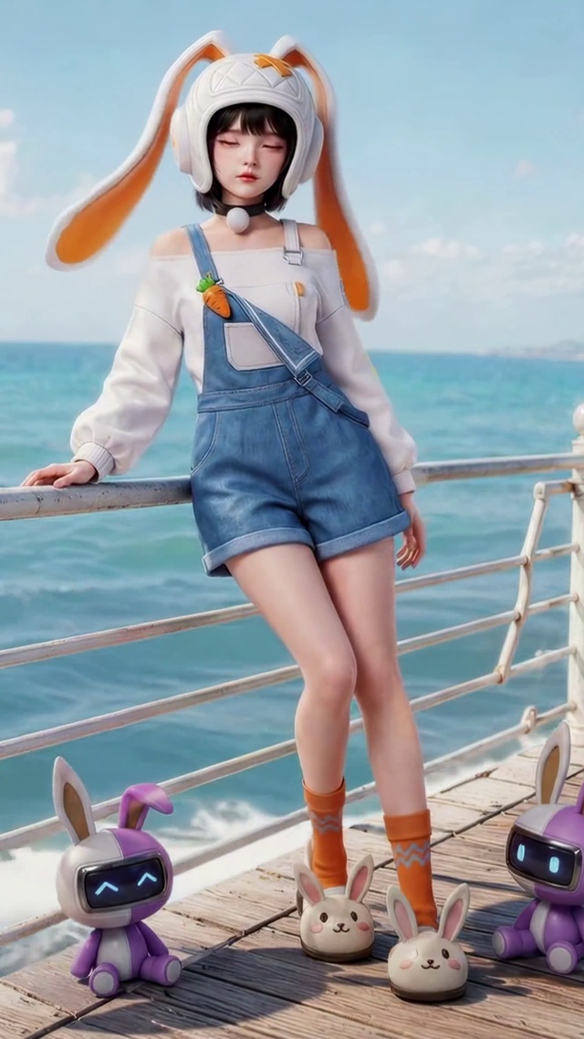 海边兔耳少女