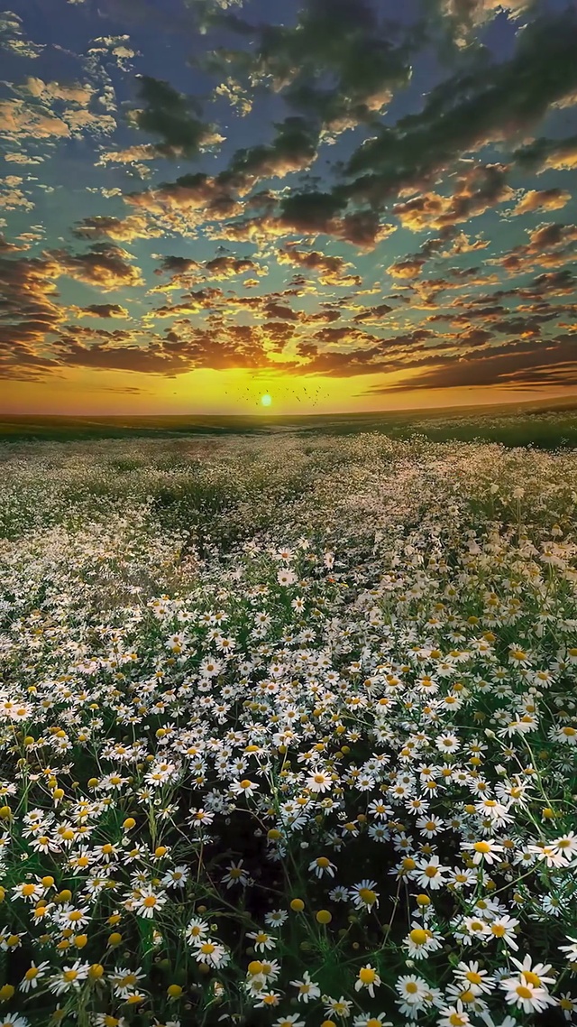 雏菊夕阳花海
