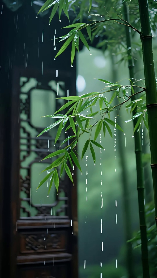 雨中竹子