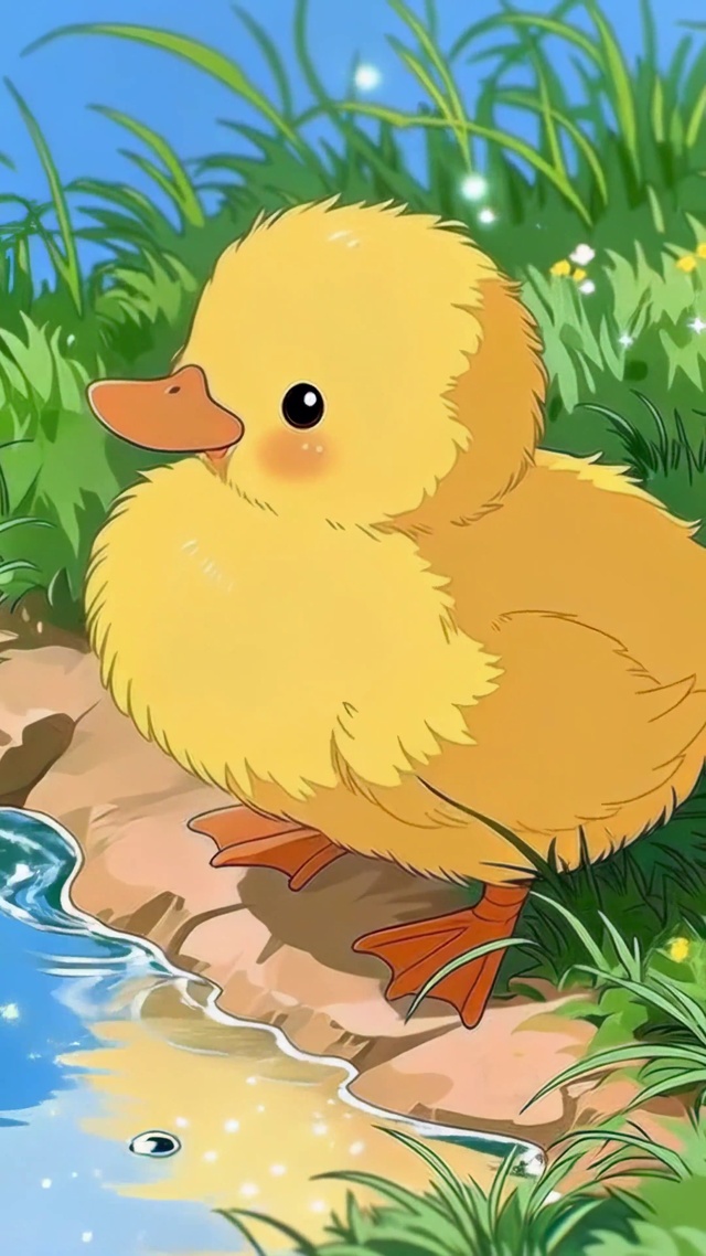 小黄鸭草地湖畔