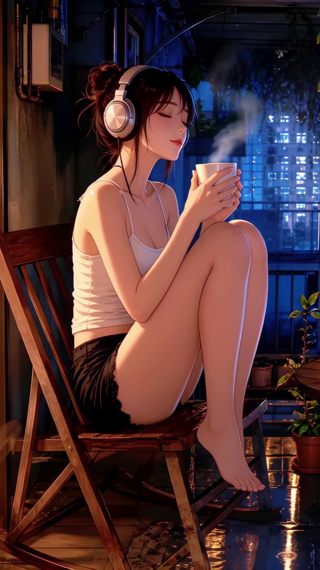 雨夜阳台