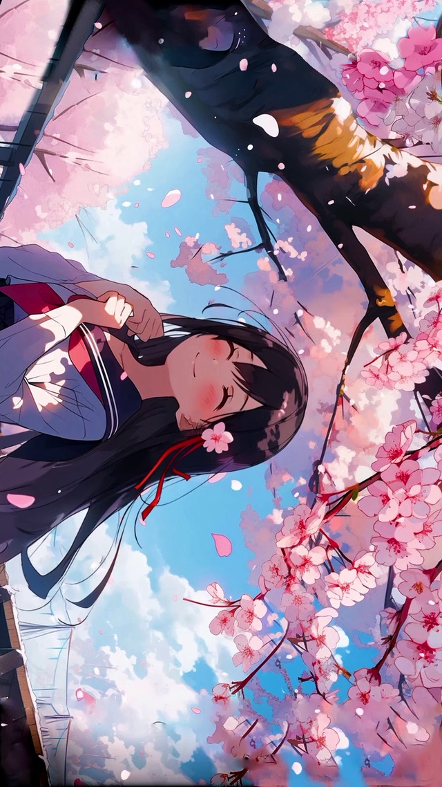 樱花树下的女孩