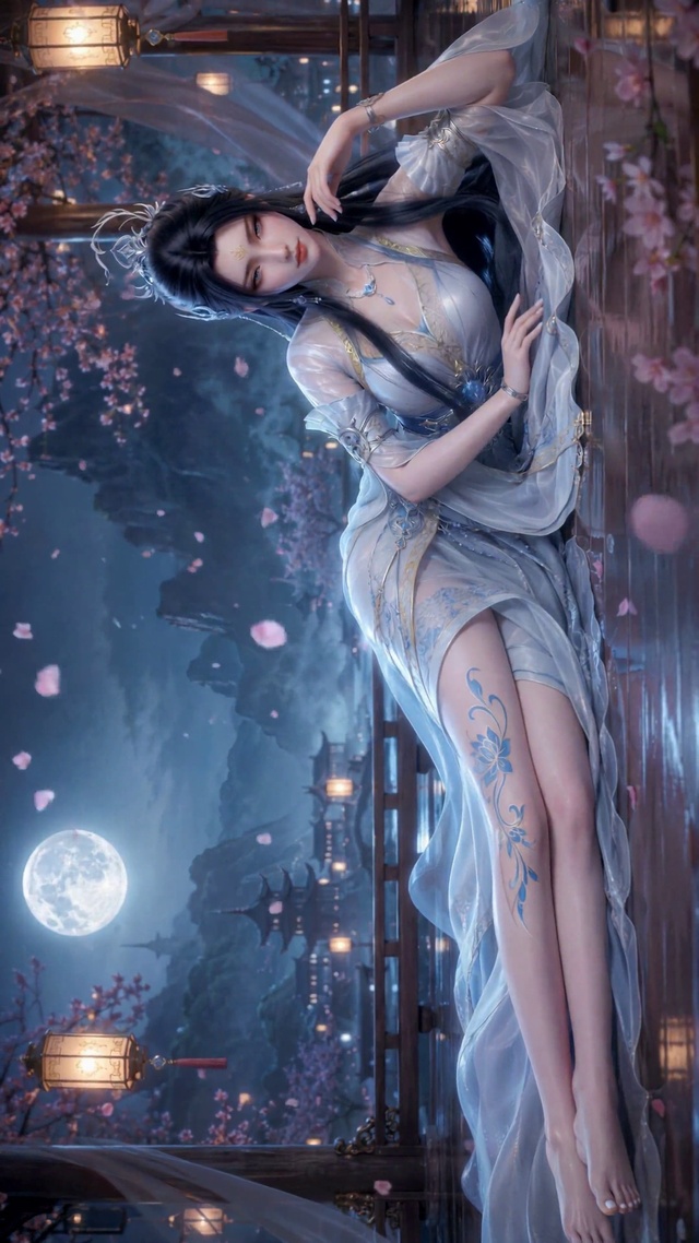 月夜樱花下美人陆雪琪