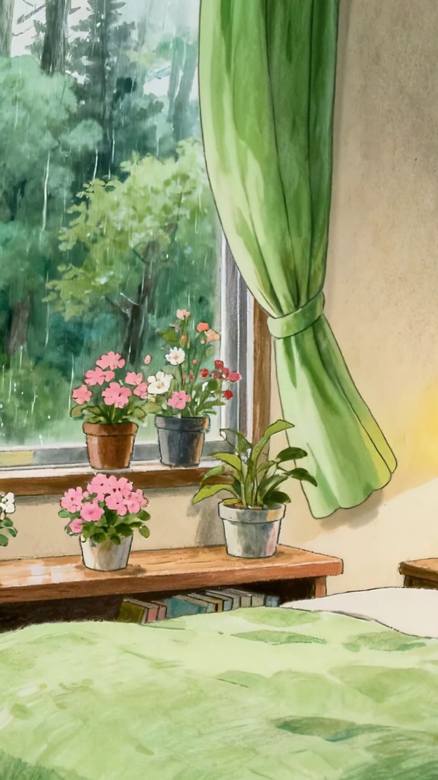 小清新安静雨天卧室