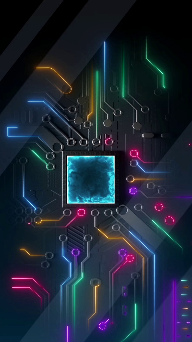 4k科幻科技炫彩手机芯片电路