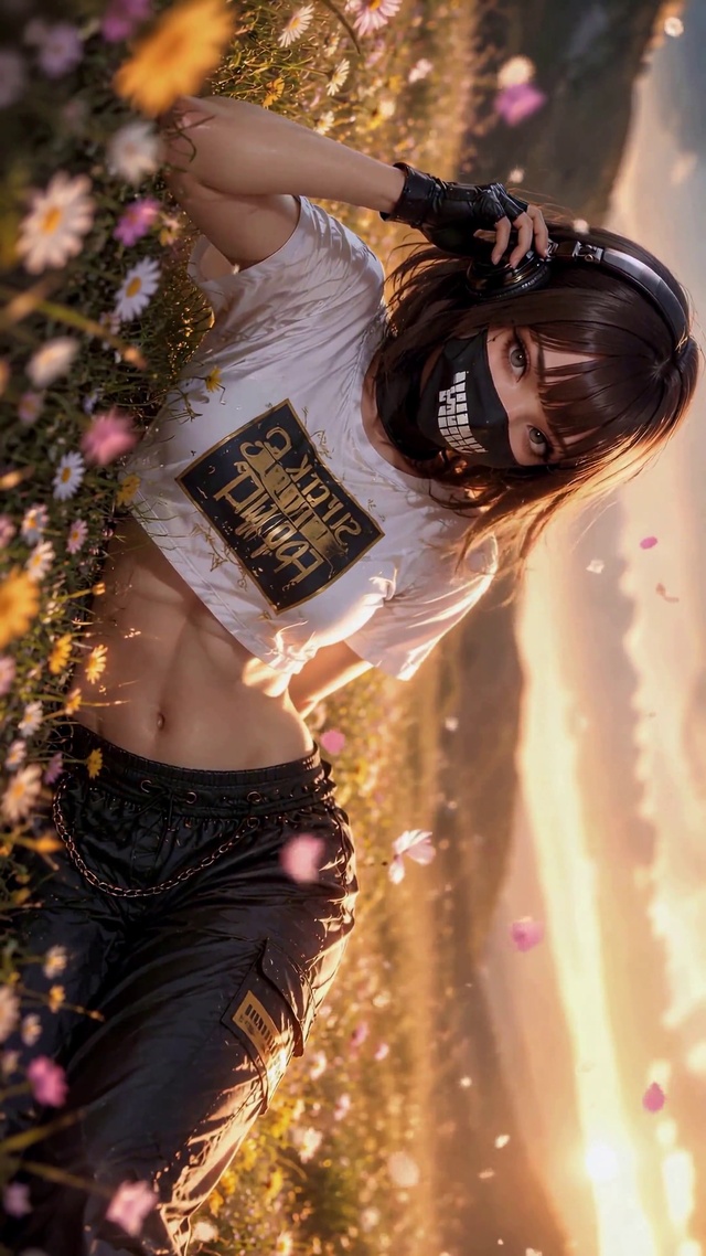 花海夕阳少女