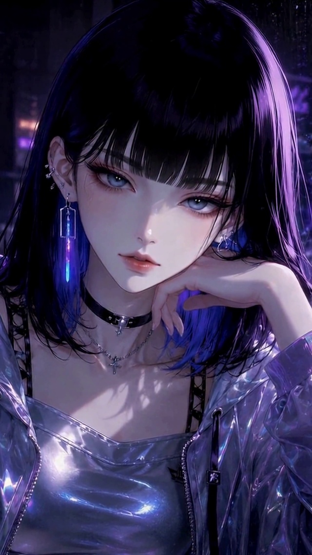 赛博朋克雨夜酷飒美少女