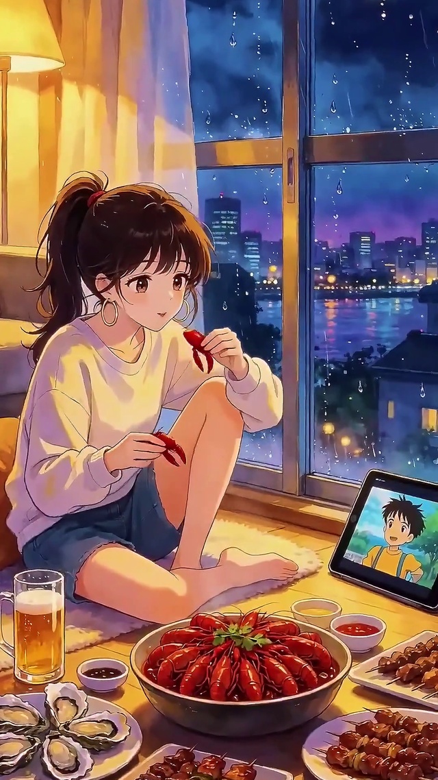 雨天吃宵夜的谢意时光