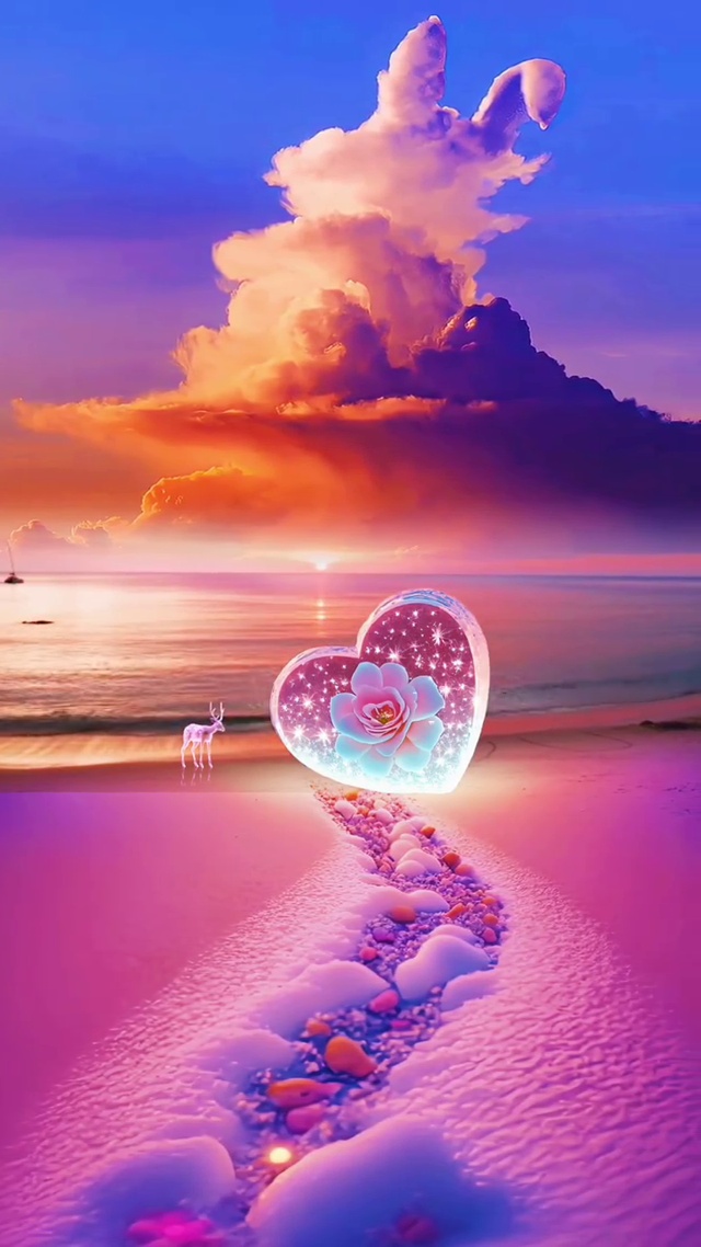 粉色爱心沙滩