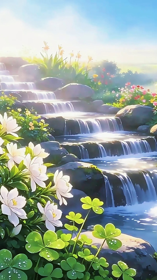 溪畔花语护眼壁纸