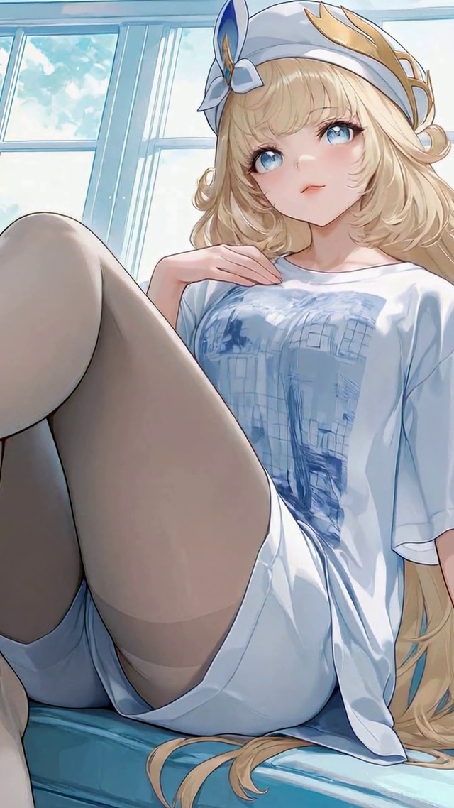 清新蓝调窗边金发美少女尼可