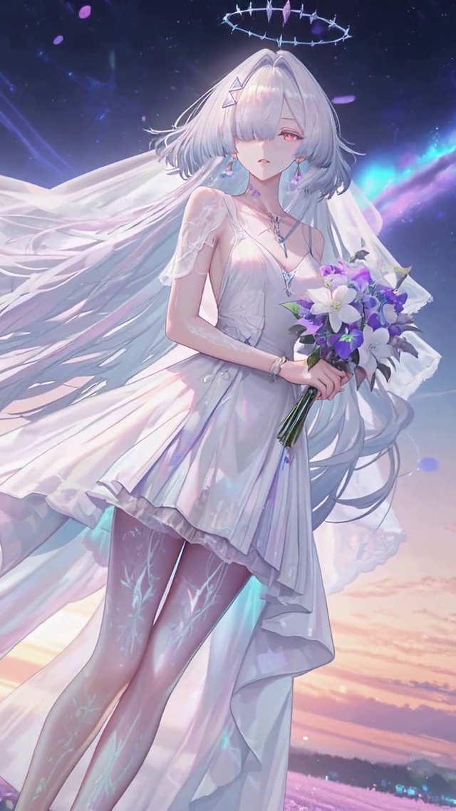 花田星空婚纱白发美少女