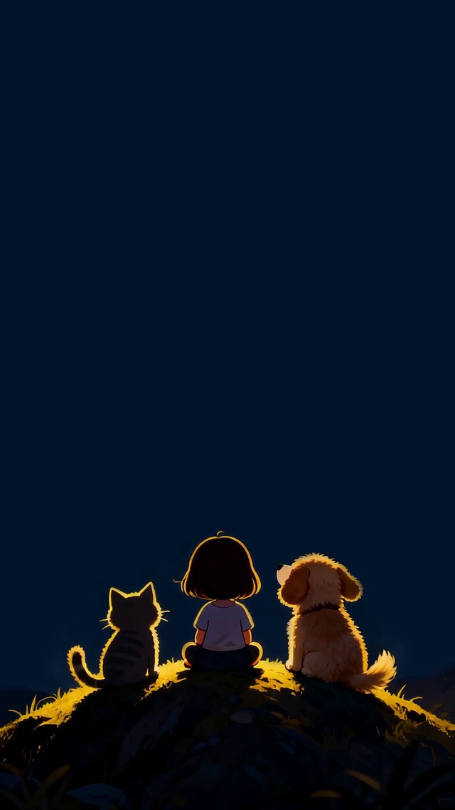 小狗小猫小女孩