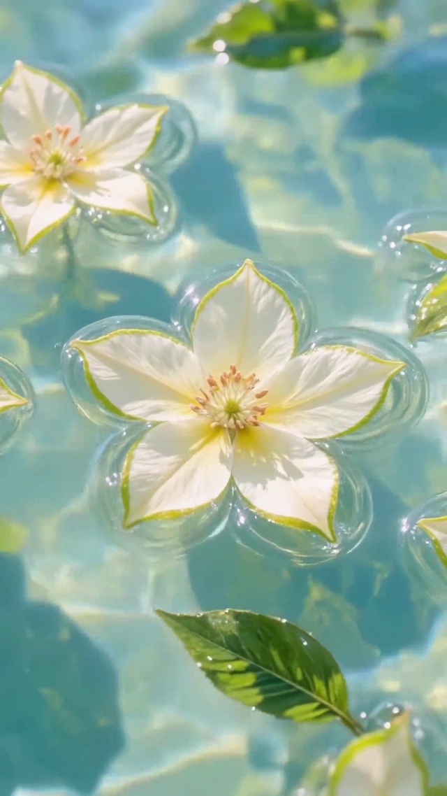清透水波漂浮小花