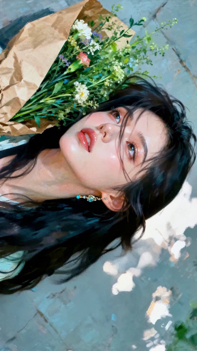 捧花长发氛围感美女