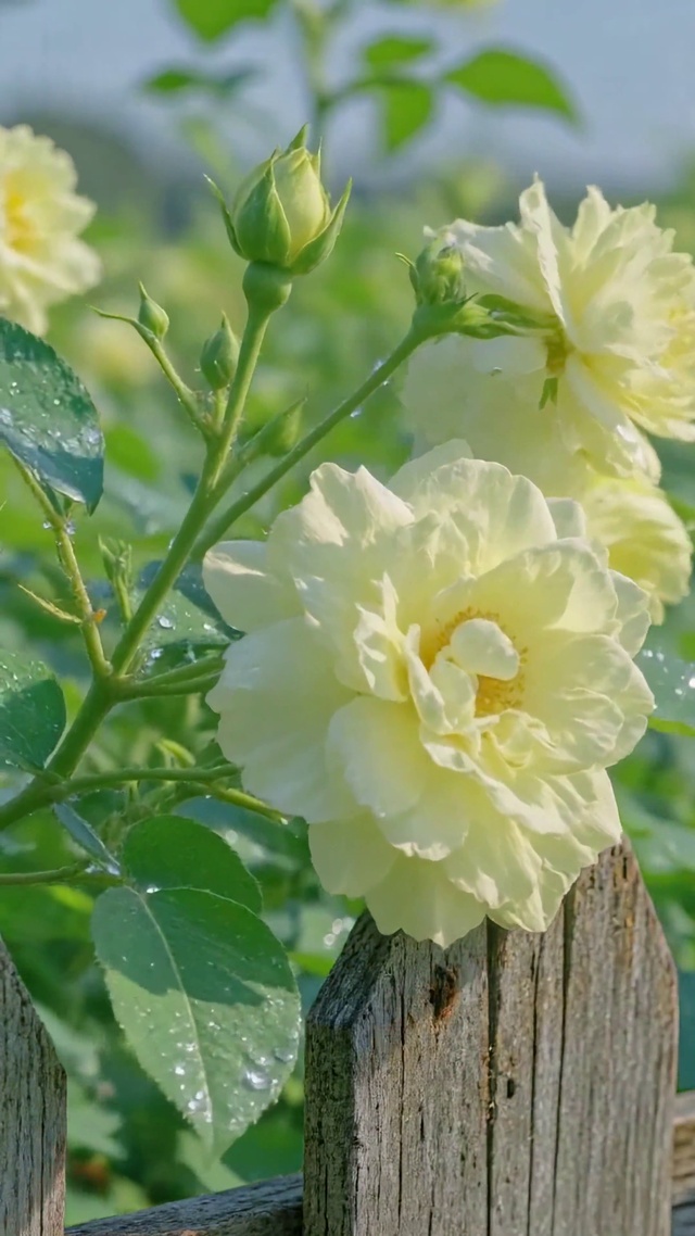雨后蔷薇清新花田