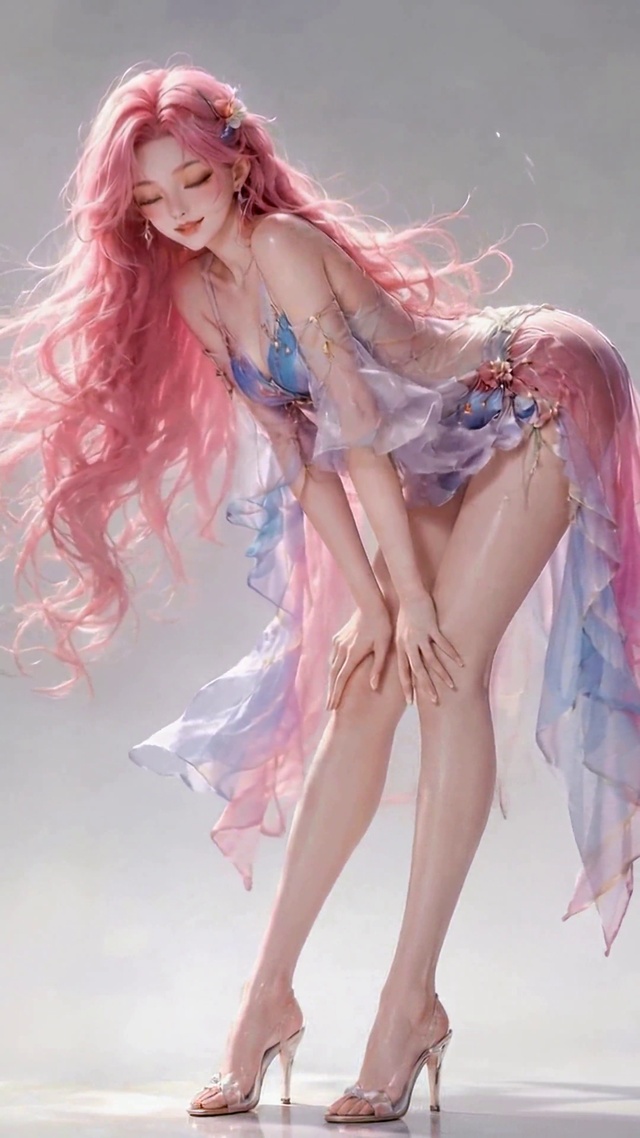粉发梦幻长腿美少女