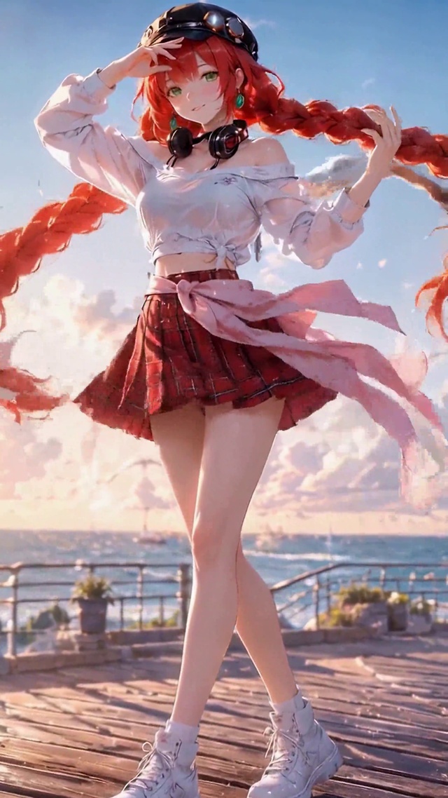 海边红发少女