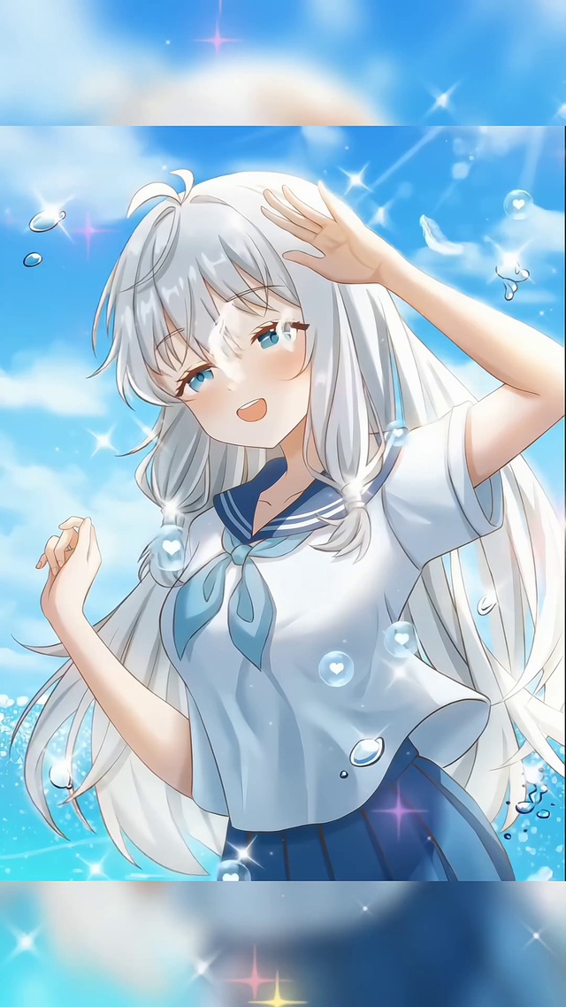 二次元可爱蓝天海滩校服少女