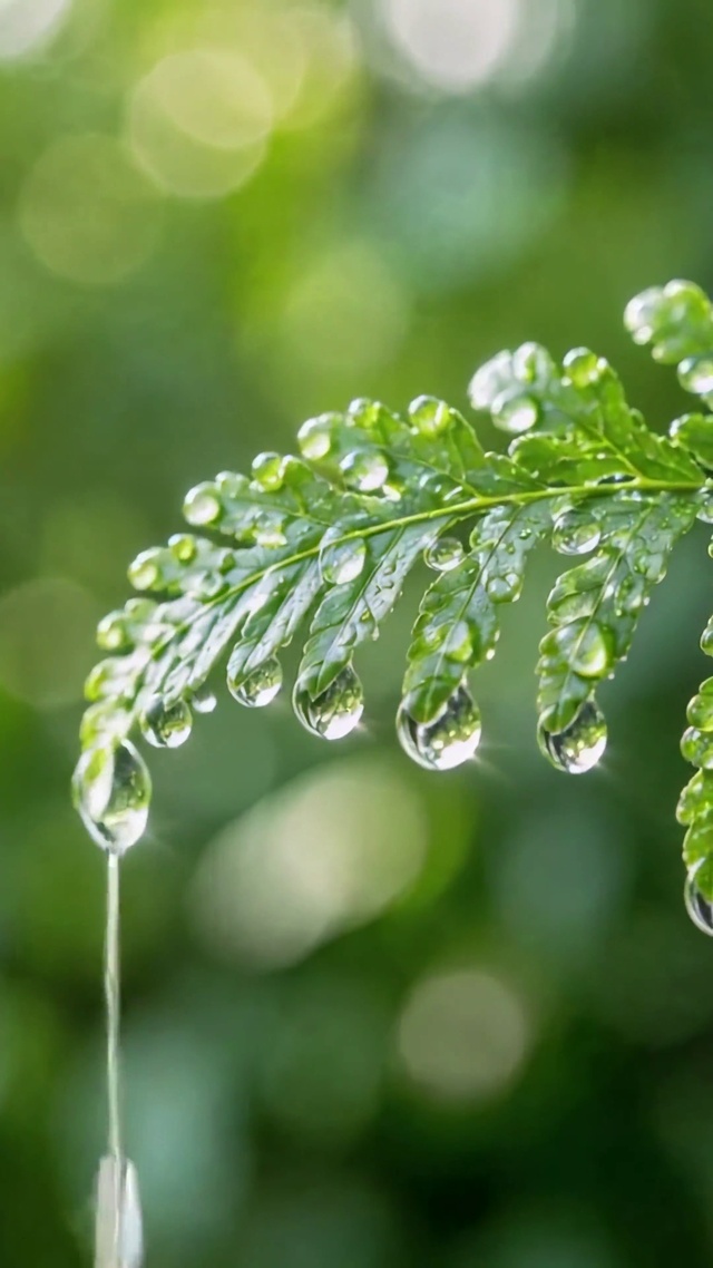 雨后清新绿叶水珠