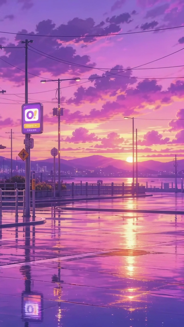 晚霞街头便利店