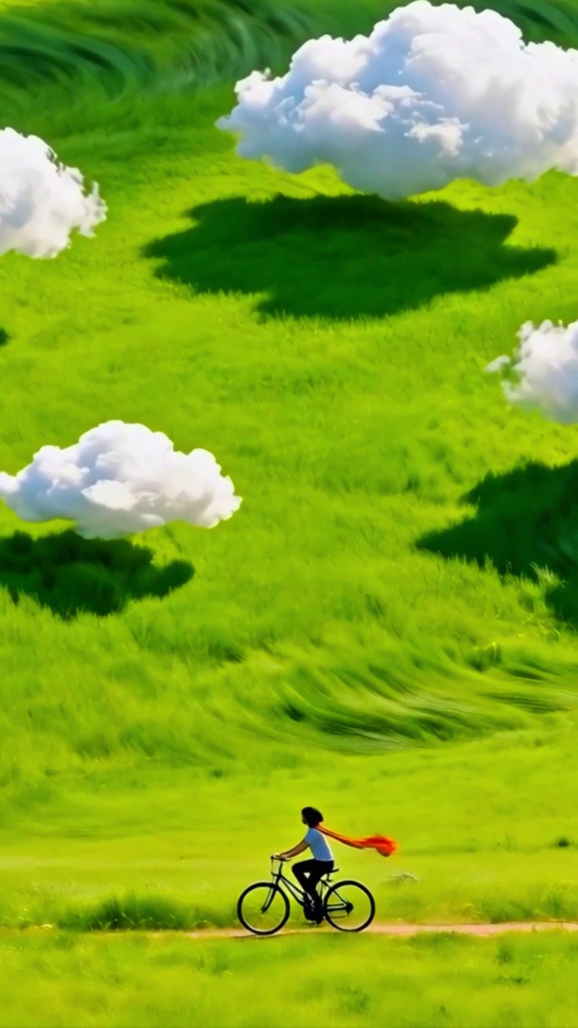 清新草原骑行4K