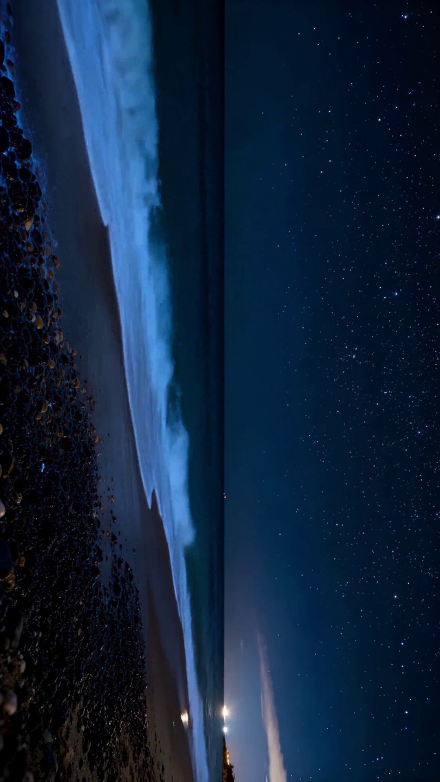 梦幻蓝眼泪星空海岸夜景