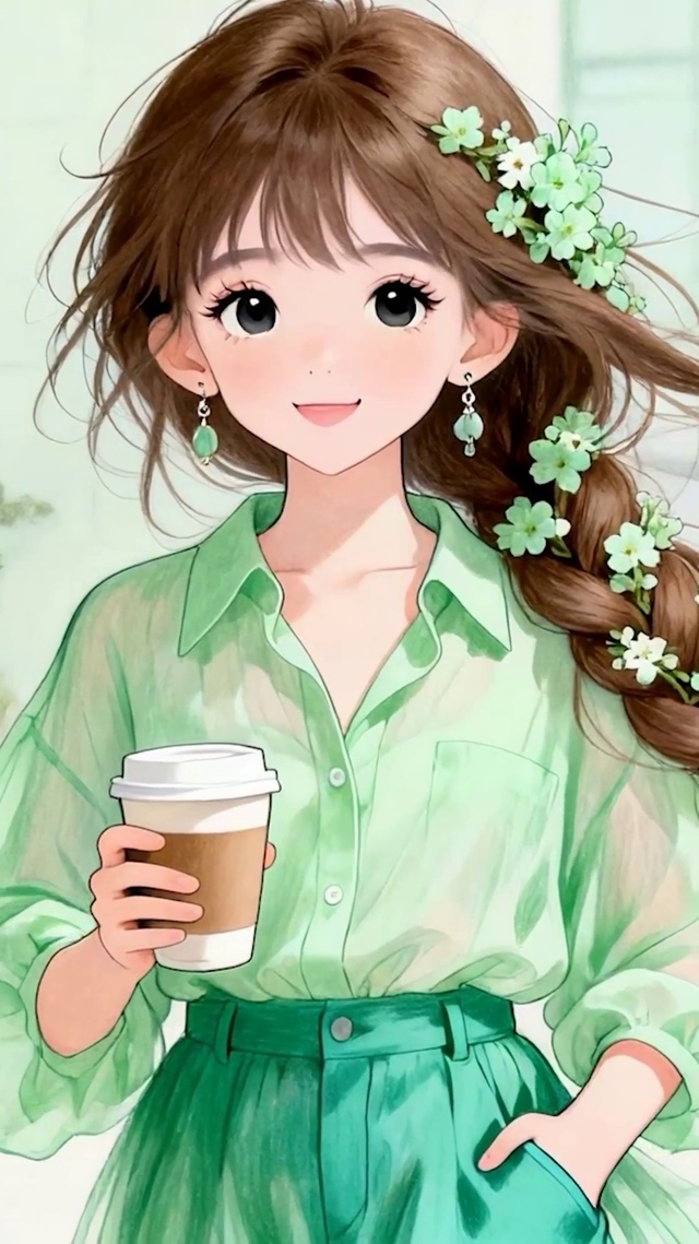 喝咖啡女孩