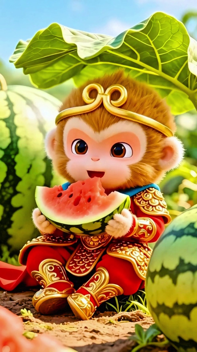 可爱吃瓜小猴4K