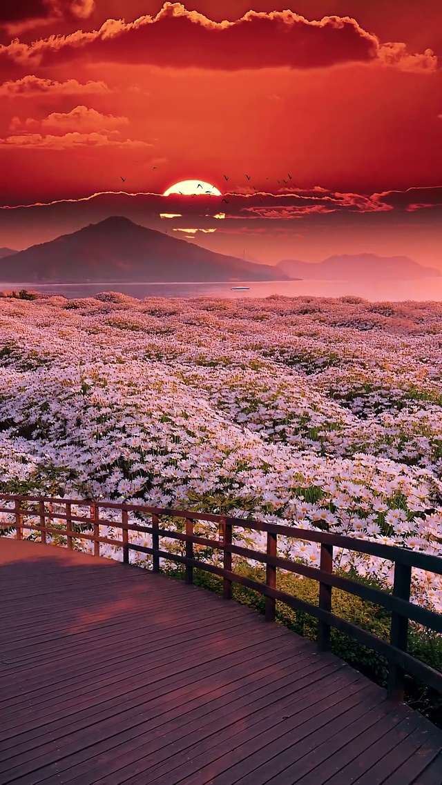 绝美夕阳花海