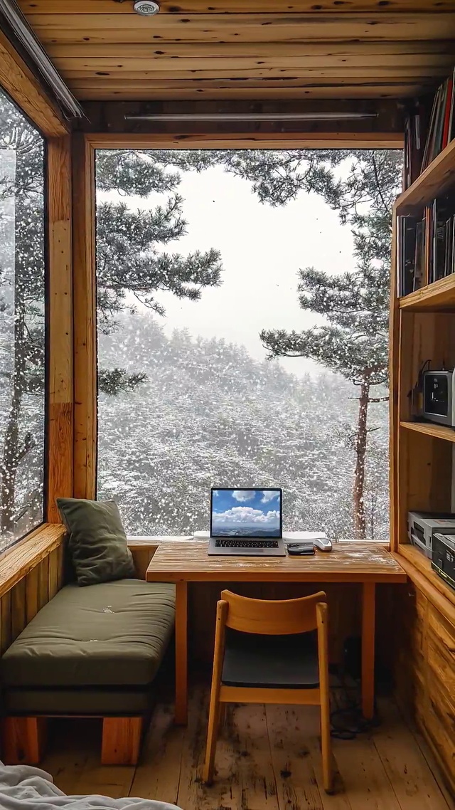 雪天小木屋