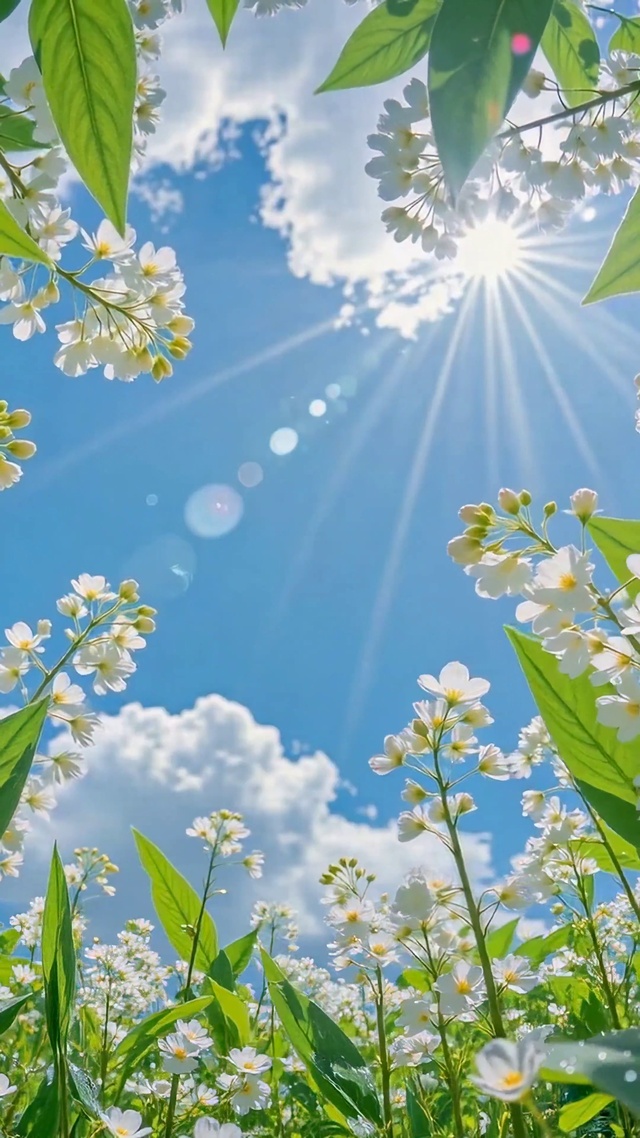 蓝天下白花清新治愈风景