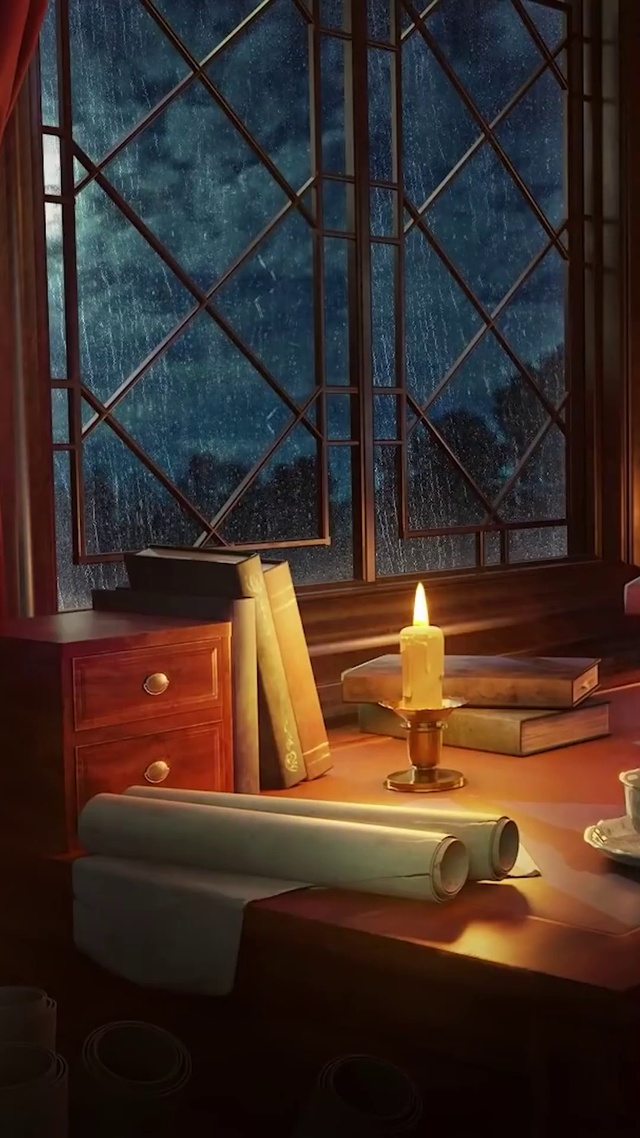 舒适的雨天书房