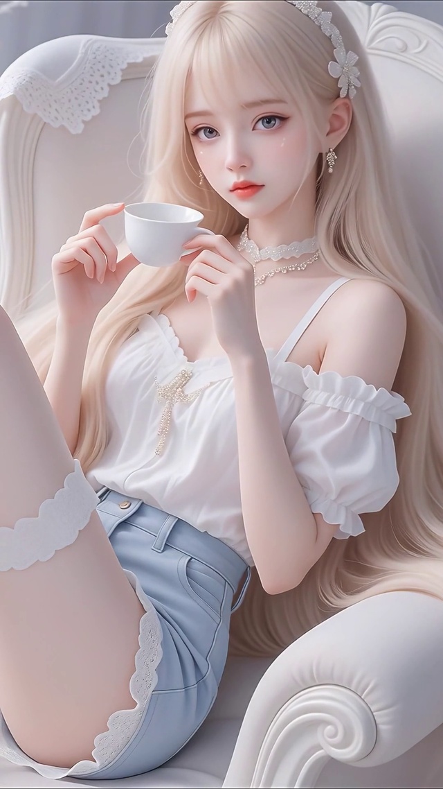 清新脱俗咖啡女孩