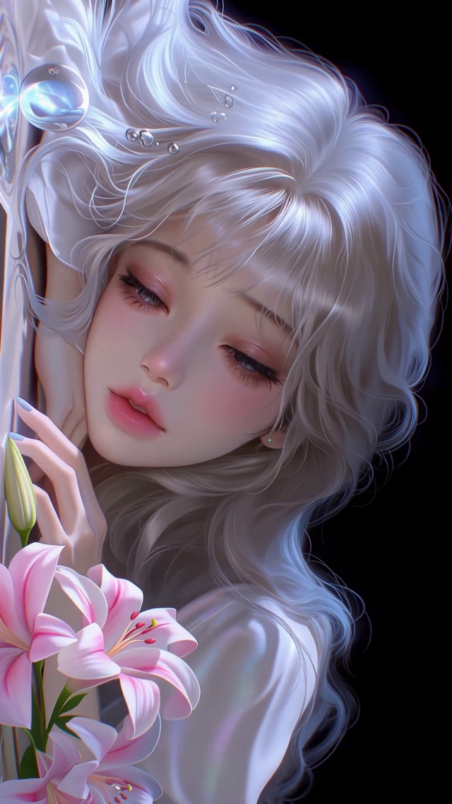 柔光里的百合少女