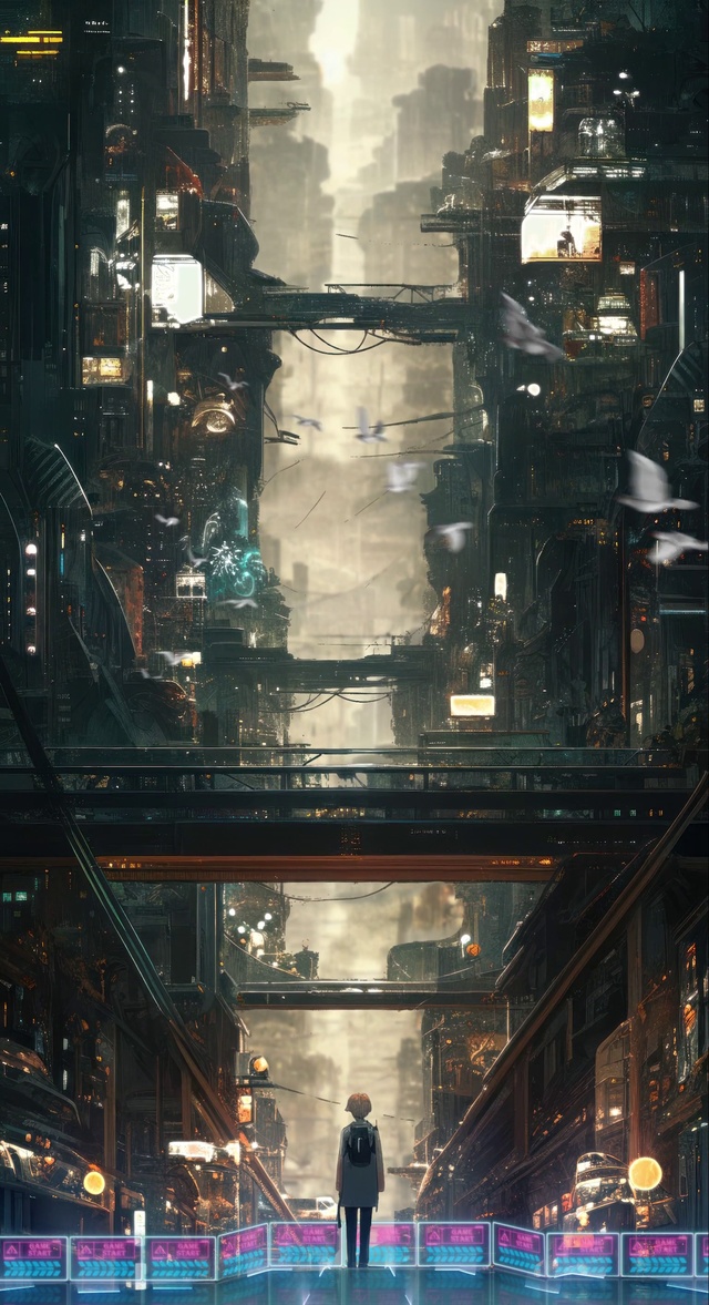 未来地下城市的观景电梯