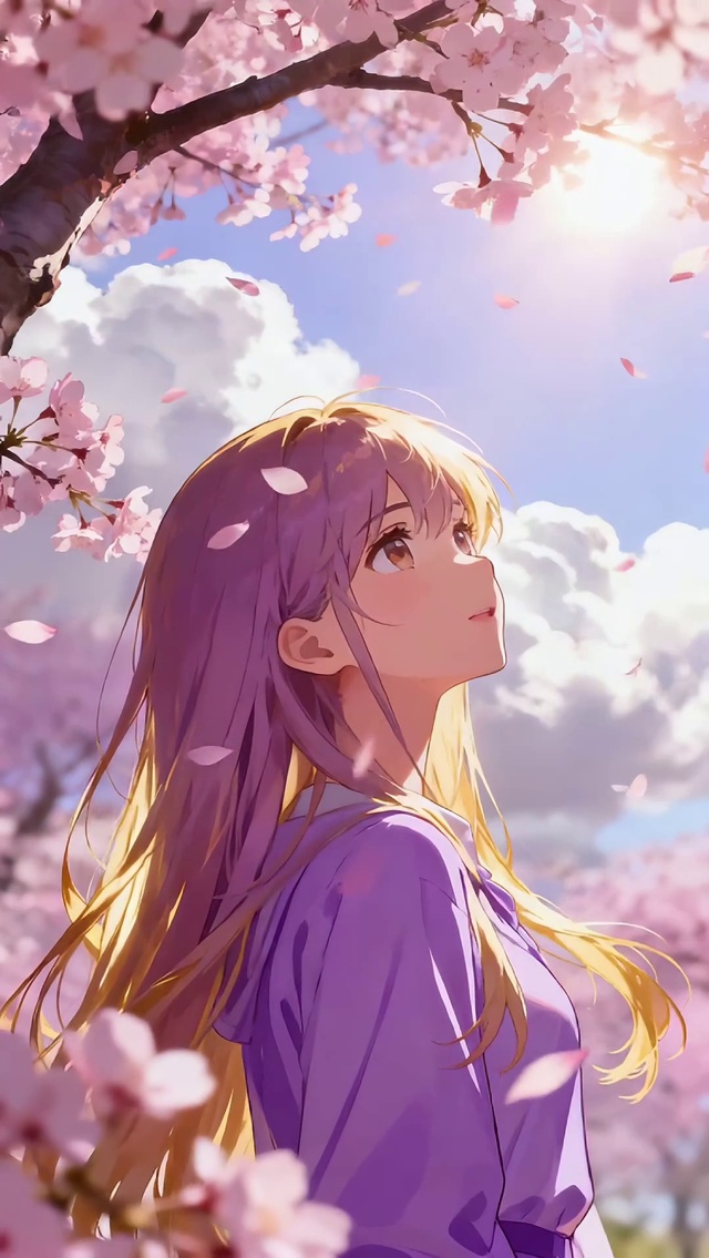 樱花树下美少女