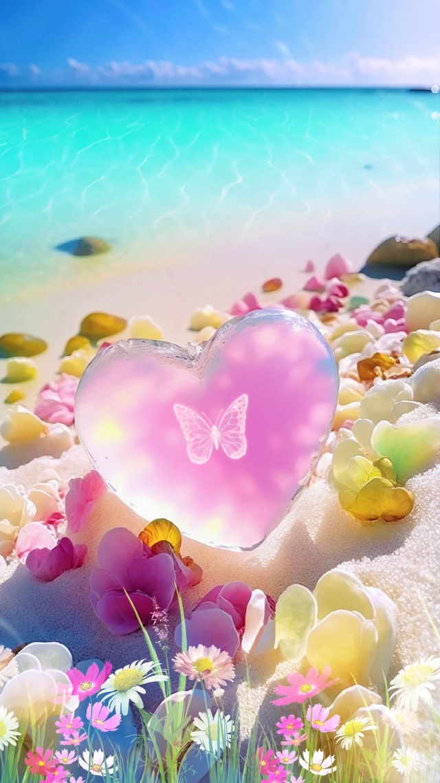 粉色沙滩爱心