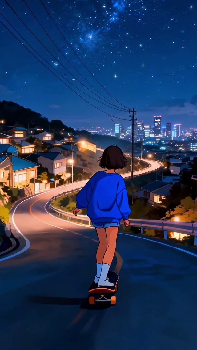 滑板少女