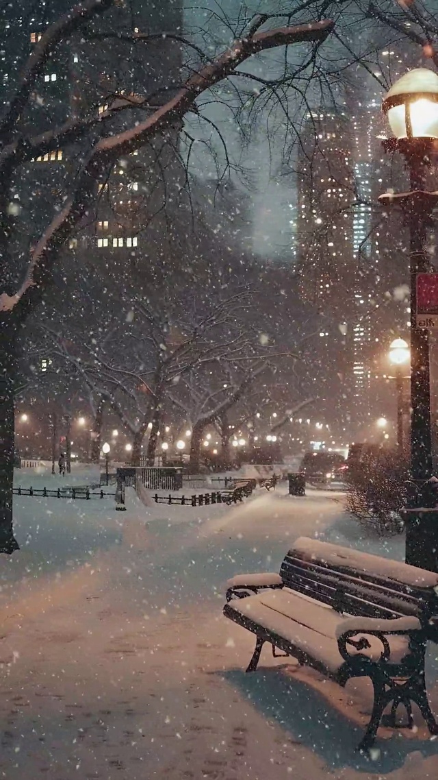 夜晚雪景