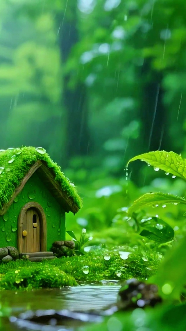 护眼治愈雨中小屋4K