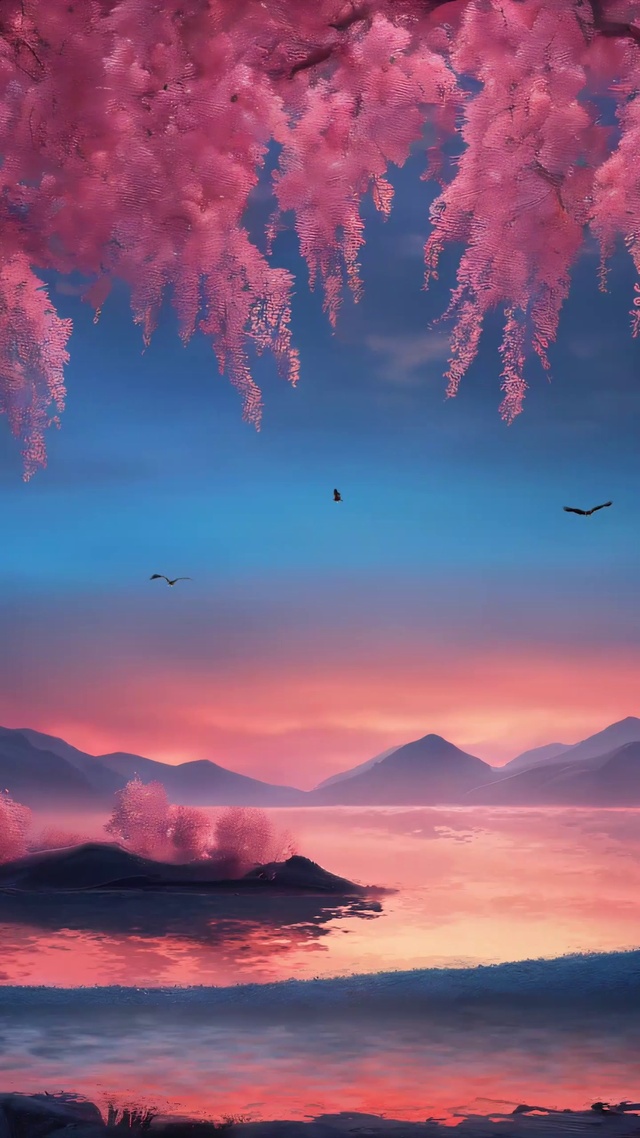 浪漫大海山川晚霞
