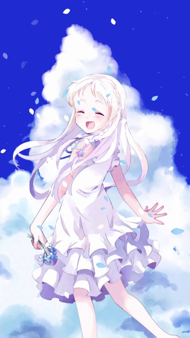 未闻花名面码唯美长裙白发萝莉