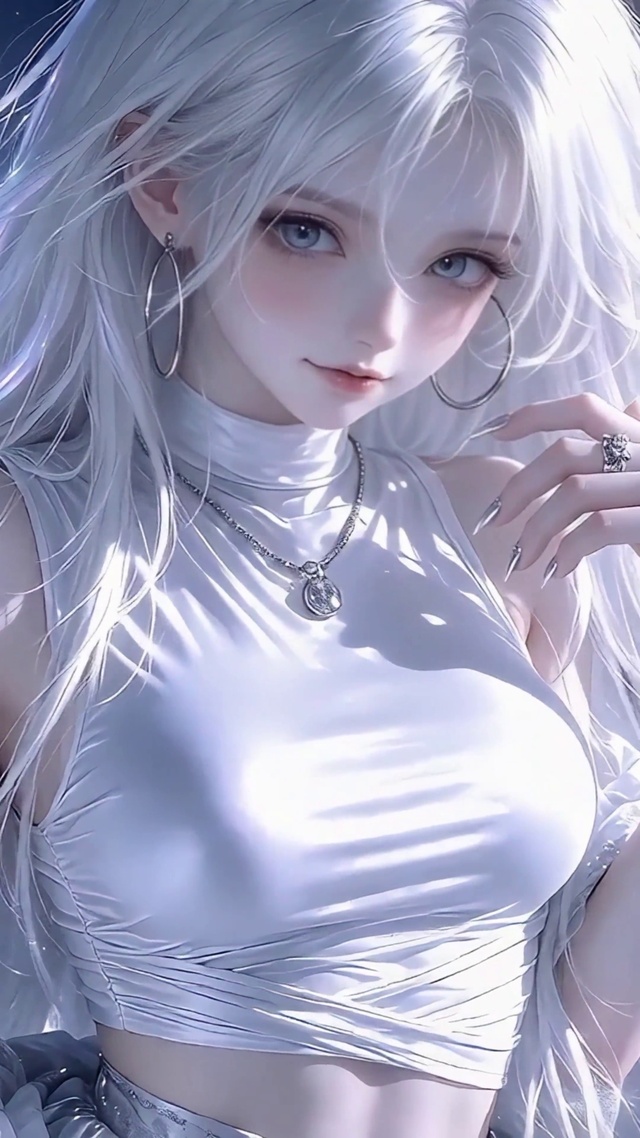 星空白发少女