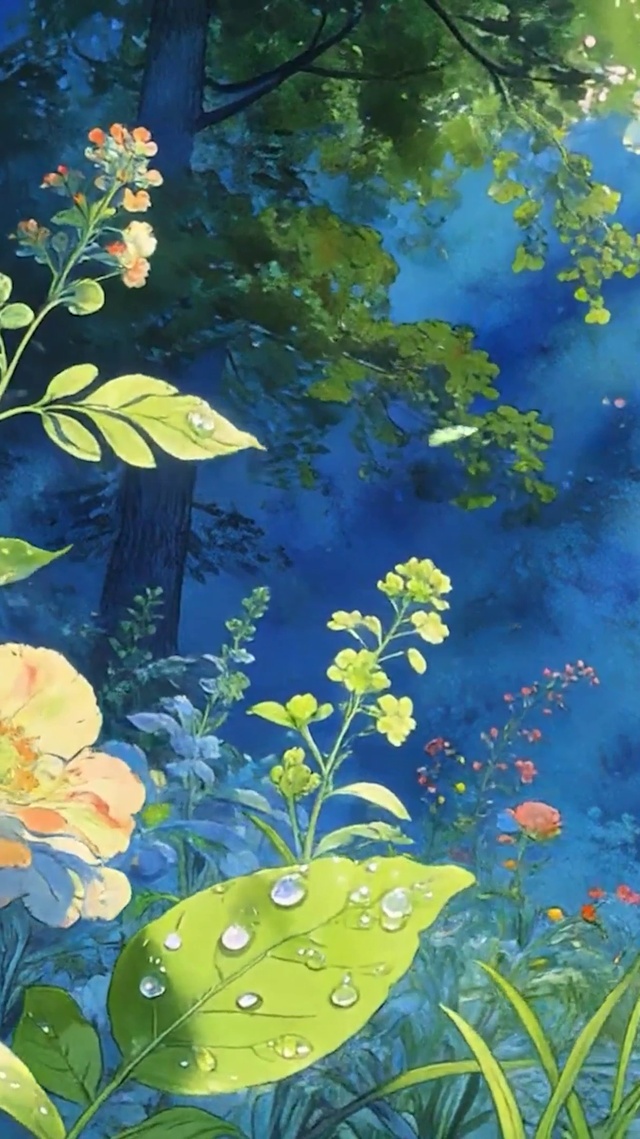 护眼绿景树木河流