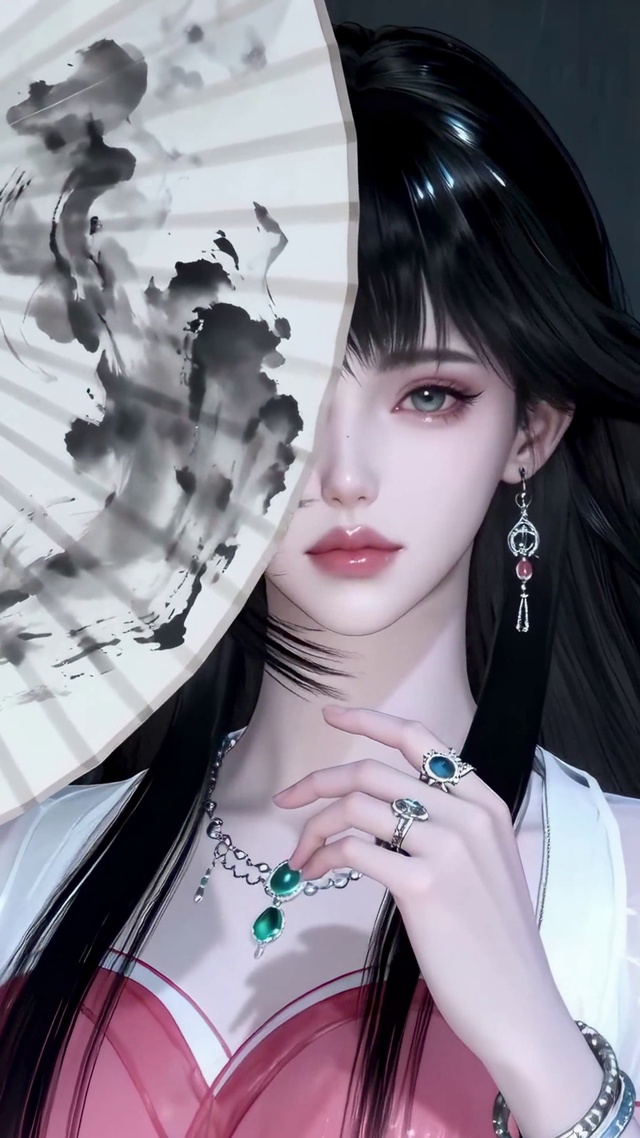 水墨扇古风美人