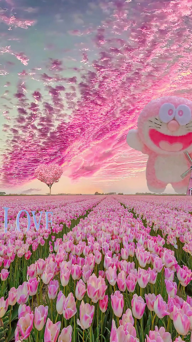 浪漫叮当猫花海