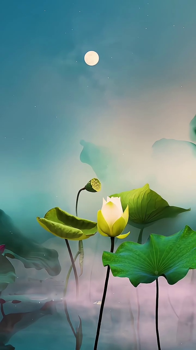 月下荷花