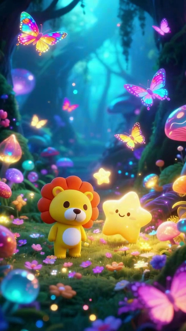 物哉卡通壁纸-小狮子和星星